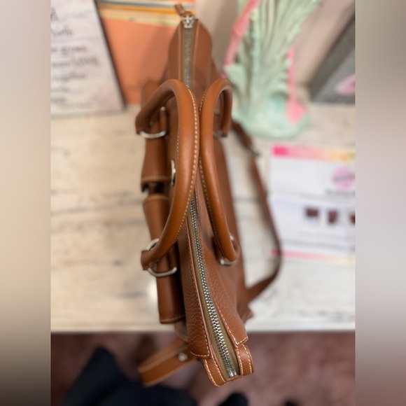 Dooney & Bourke Double Pocket Tote Brown Pebbled Leather - Picture 6 of 12